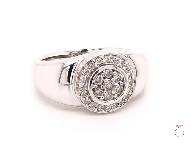 Men's Diamond Halo Ring in 14k  White Gold