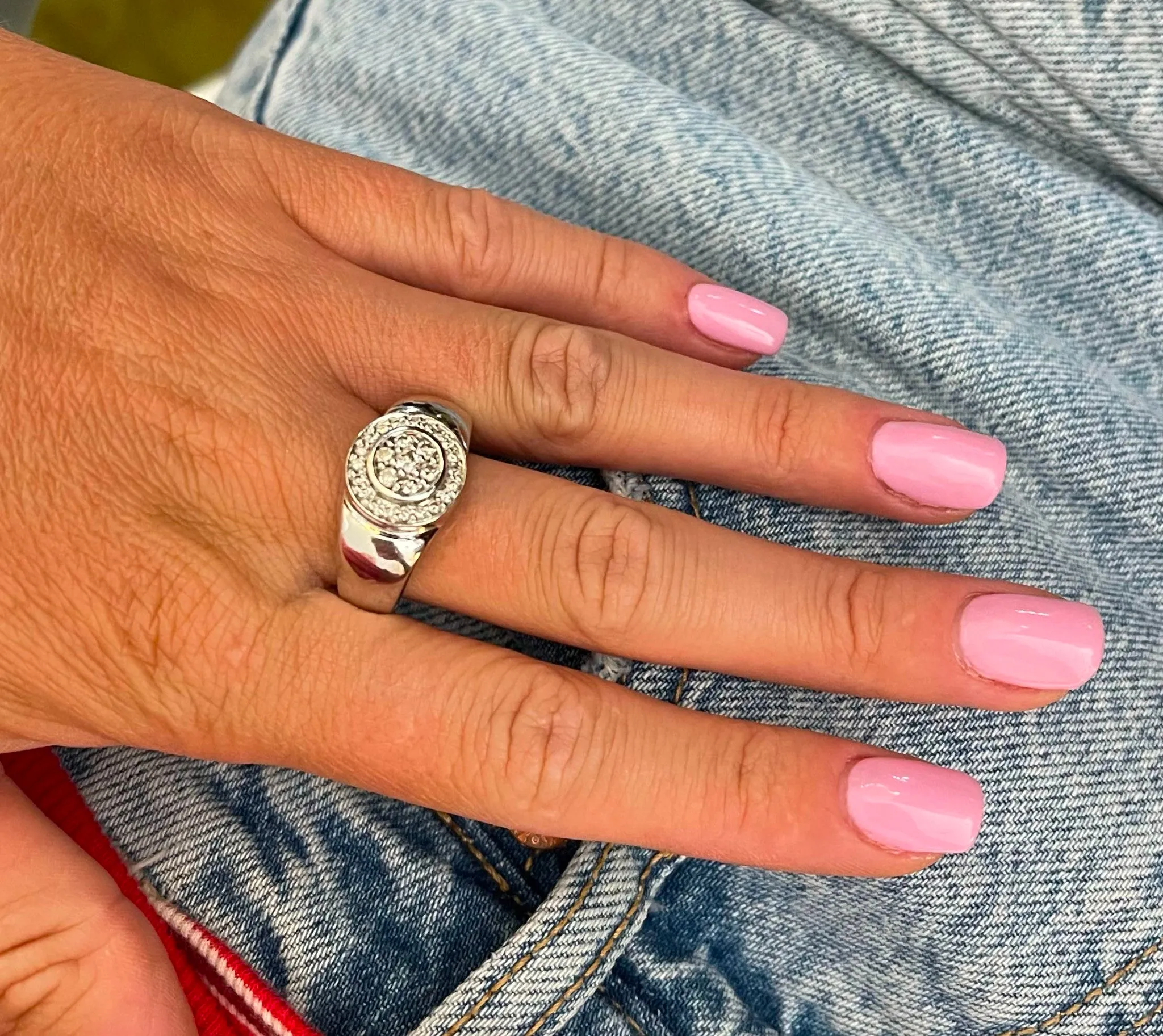 Men's Diamond Halo Ring in 14k  White Gold