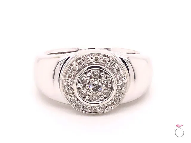 Men's Diamond Halo Ring in 14k  White Gold