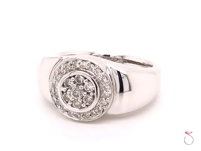 Men's Diamond Halo Ring in 14k  White Gold