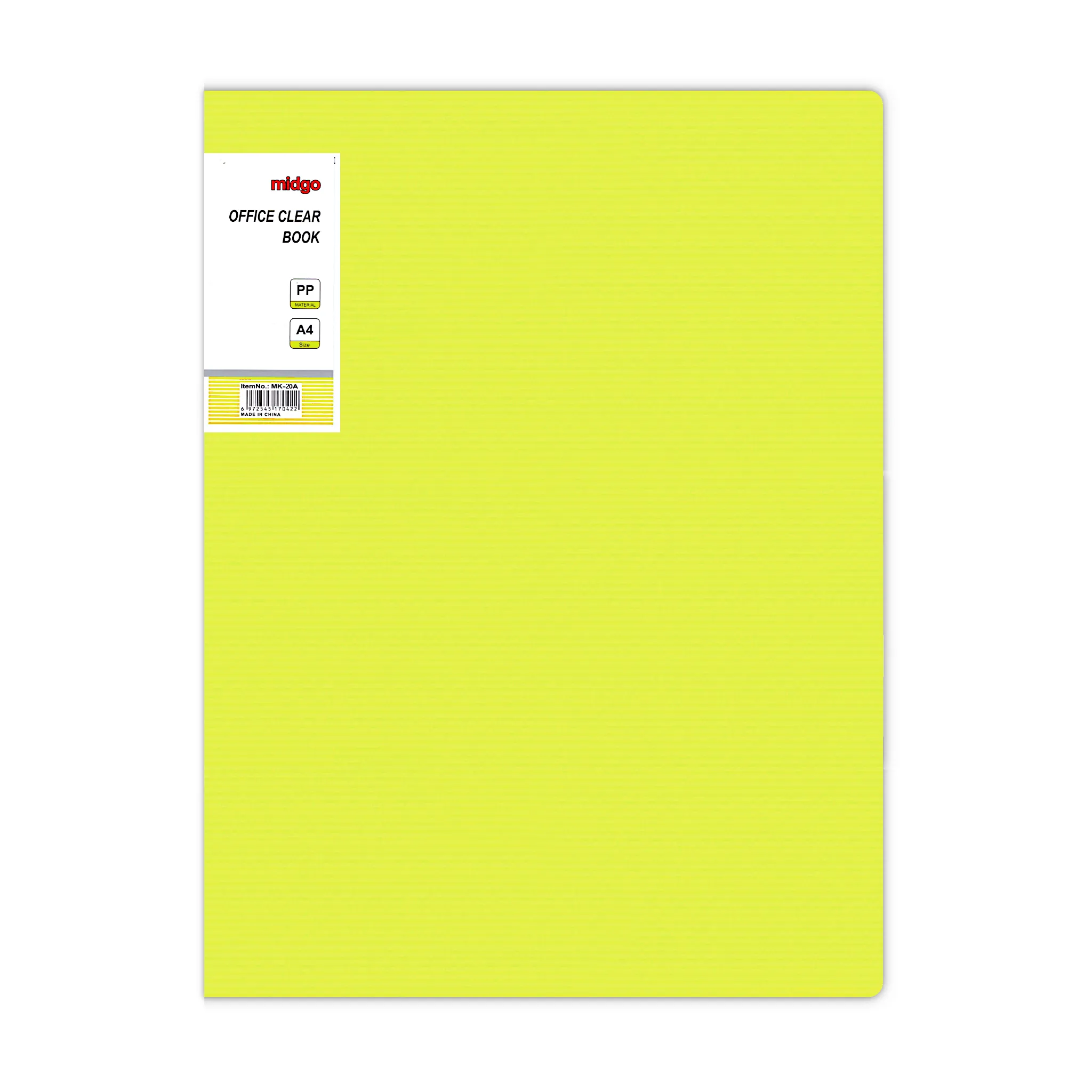 Midgo Display Book 20 Fixed Pocket Fluorescent Colors A4
