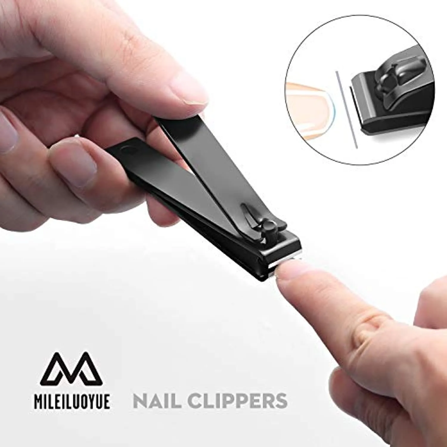 MILEILUOYUE Nail clippers set black stainless steel nail cutter& sharp oblique toe nail clipper & nail file 4 pieces, metal tin box for men and women suitable for gifts.