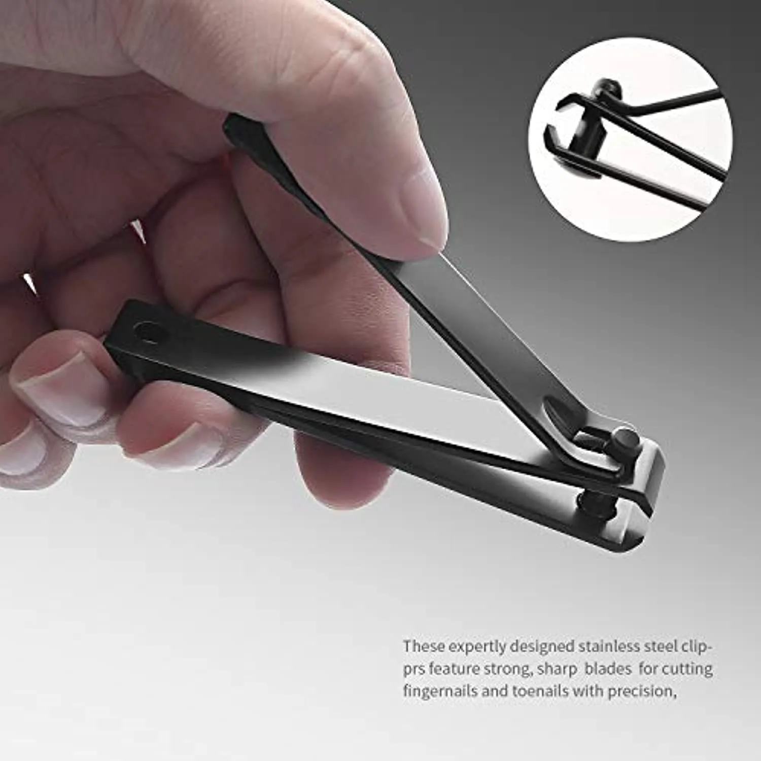 MILEILUOYUE Nail clippers set black stainless steel nail cutter& sharp oblique toe nail clipper & nail file 4 pieces, metal tin box for men and women suitable for gifts.