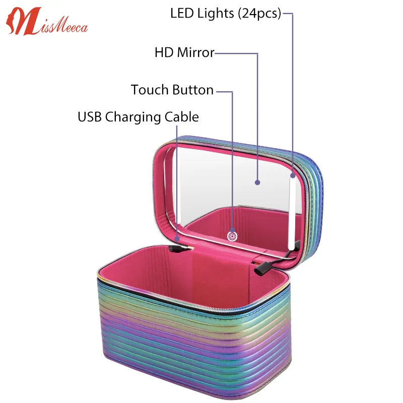 Mini Compact Espejo Decorativo Espejo Con Luz Led Cosmetic Case