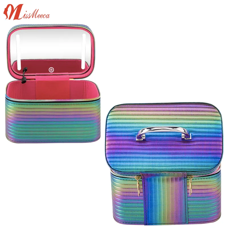 Mini Compact Espejo Decorativo Espejo Con Luz Led Cosmetic Case