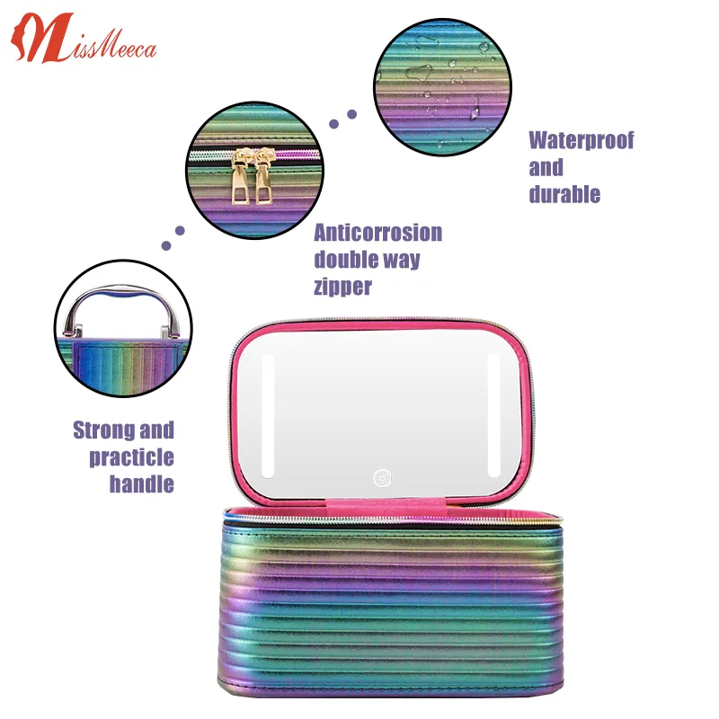 Mini Compact Espejo Decorativo Espejo Con Luz Led Cosmetic Case