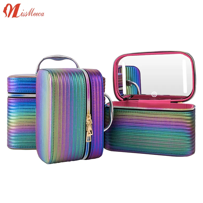 Mini Compact Espejo Decorativo Espejo Con Luz Led Cosmetic Case