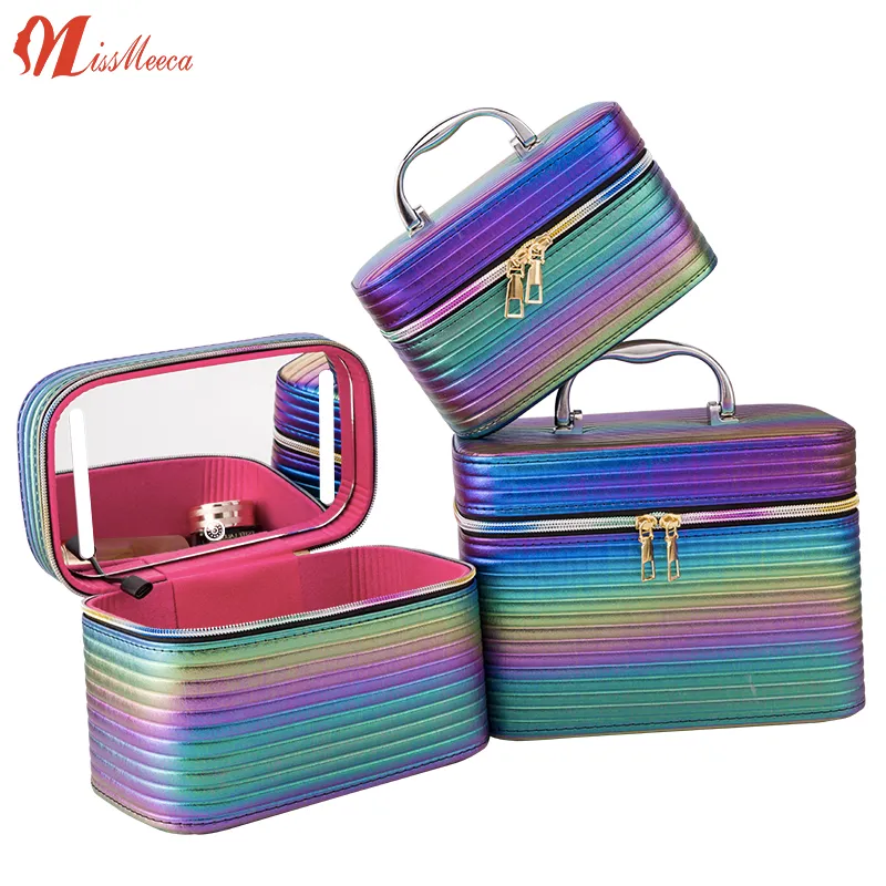 Mini Compact Espejo Decorativo Espejo Con Luz Led Cosmetic Case