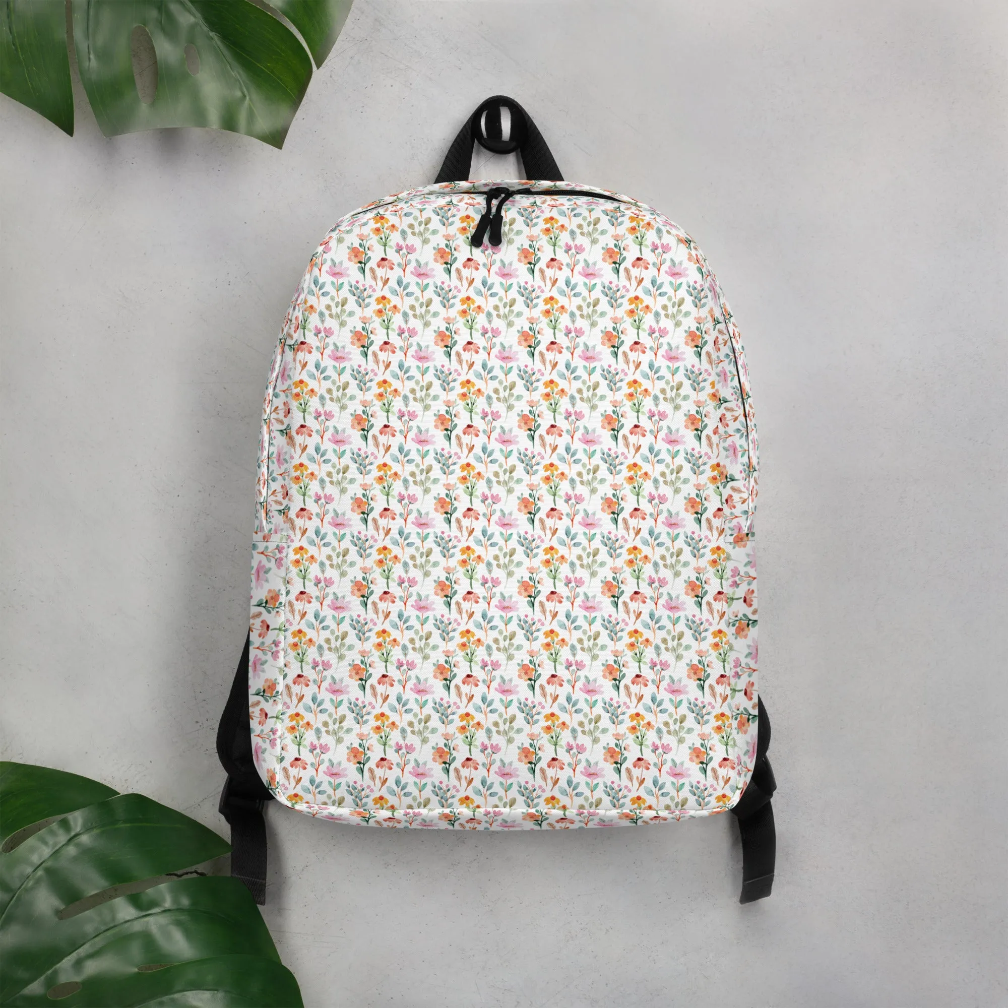 Minimalist Backpack - flower pattern - print on demand