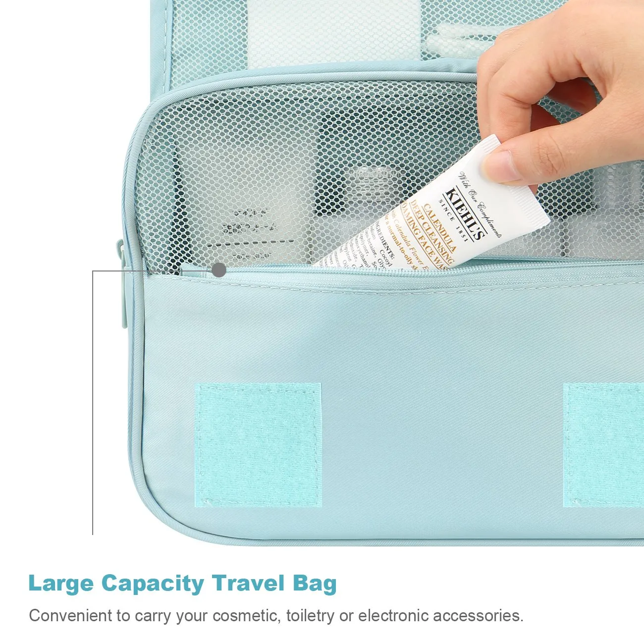 Mossio Hanging Toiletry Bag - Large Cosmetic Makeup Travel Organizer for Men & Women with Sturdy Hook (Light Pink)