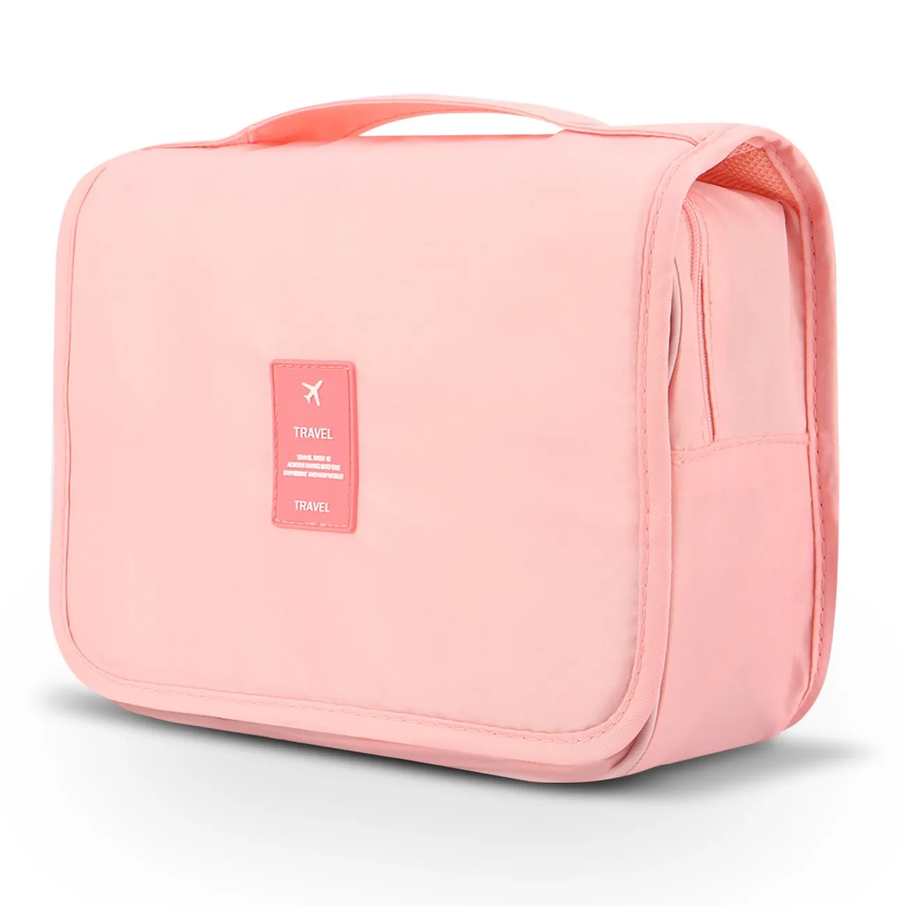Mossio Hanging Toiletry Bag - Large Cosmetic Makeup Travel Organizer for Men & Women with Sturdy Hook (Light Pink)