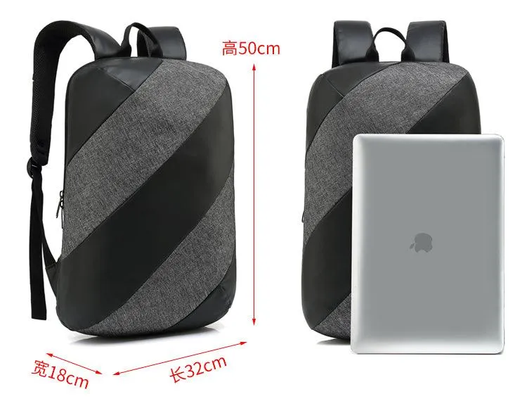 Multi-function Waterproof Grey Backpack With USB Port