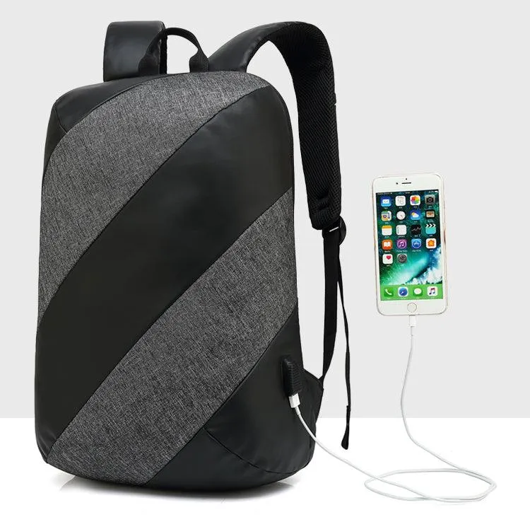 Multi-function Waterproof Grey Backpack With USB Port