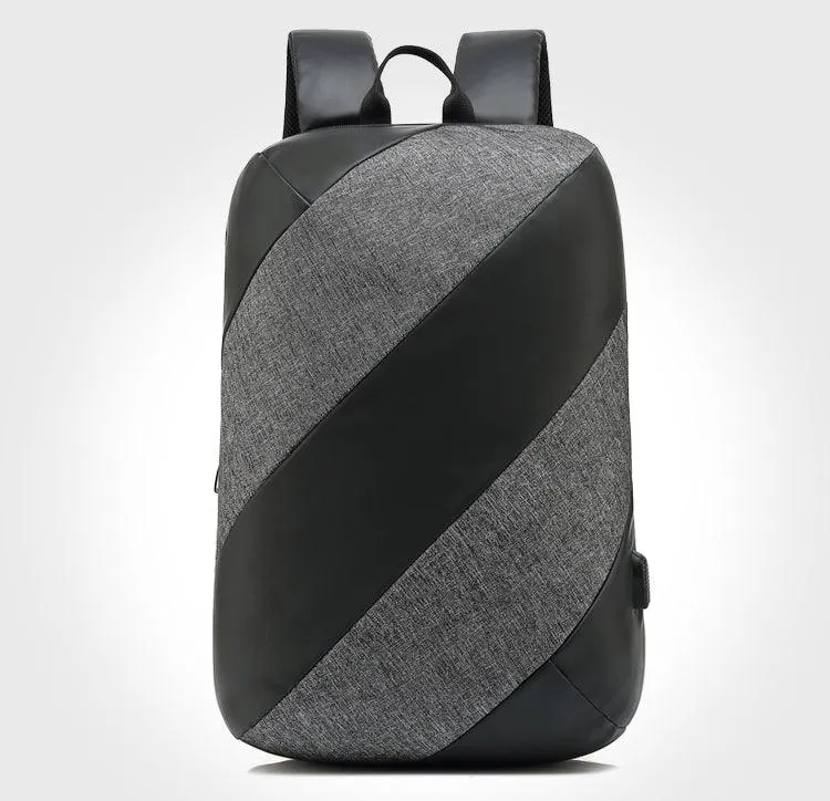 Multi-function Waterproof Grey Backpack With USB Port