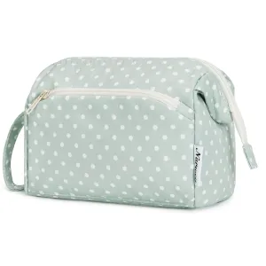 Narwey Large Women Makeup Bag Wide-open Make up Bag Travel Cosmetic Organizer Toiletry Bag for Cosmetics Toiletries Accessories (Mint Green Polka Dot)