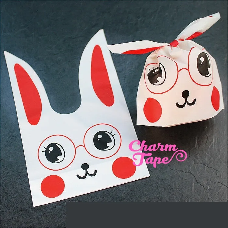 Nerdy Rabbit Bunny Bags // Cello Bags // Party Bags Set of 25bags CB30