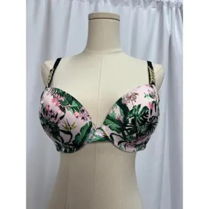 NEW! Victoria's Secret Push-up Bra Floral Chain Link Trim Straps Size 36C