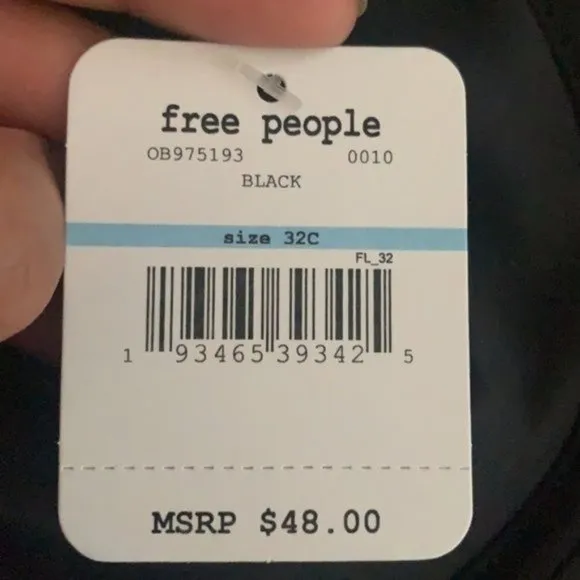 NWT Free People X Revolve Ari Black Bra