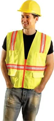 OccuNomix Non-ANSI Contractor Style Solid Vests, 2X-L, Hi-Viz Orange; Yellow Contrast Trim, LUX-XTRANS-O2X