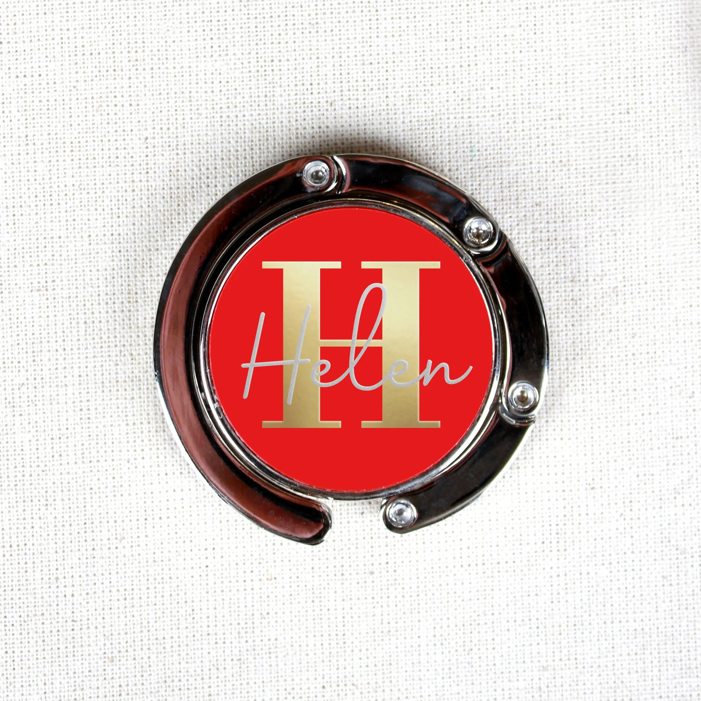 Personalised Folding Monogram Handbag Hanger with Initial & Name