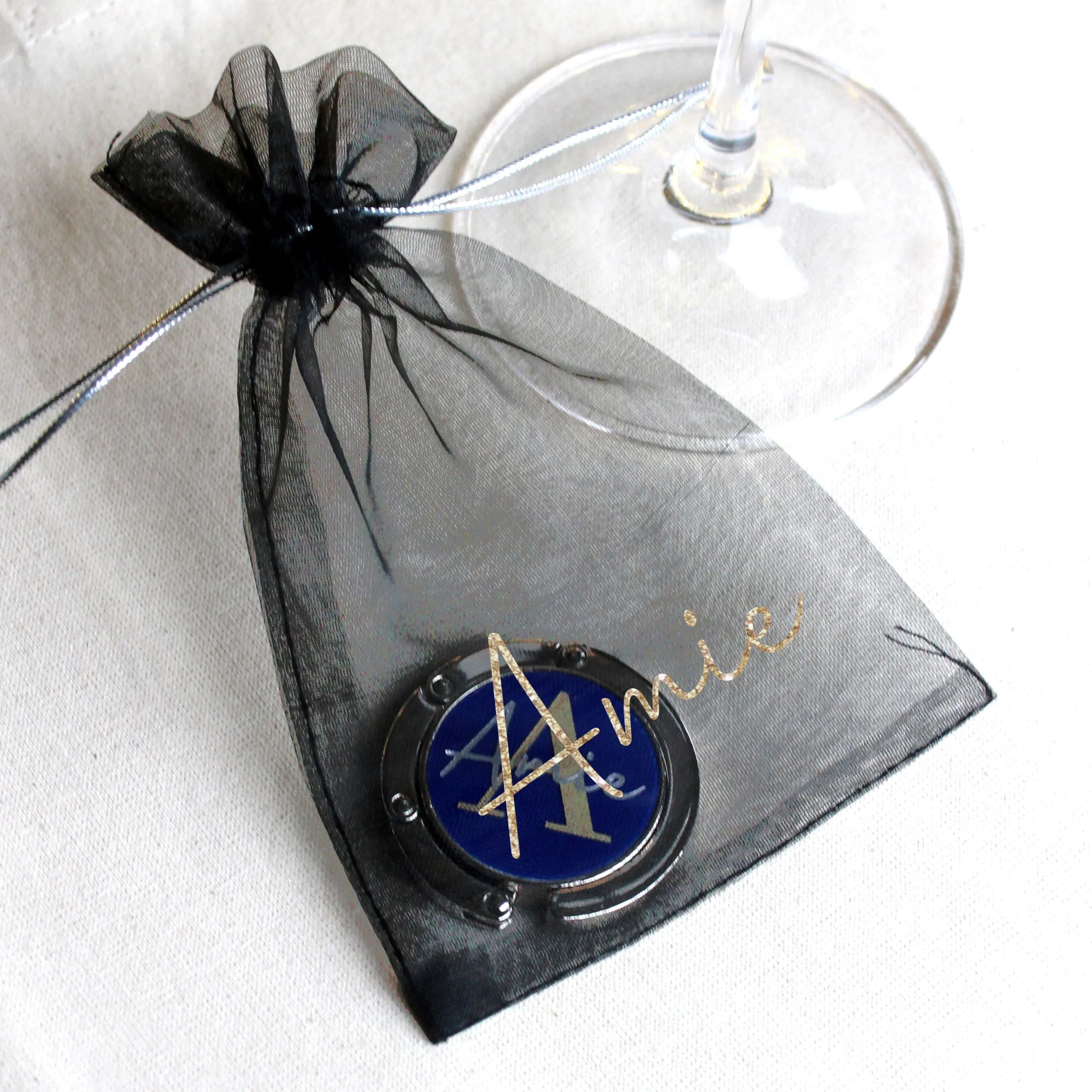 Personalised Folding Monogram Handbag Hanger with Initial & Name
