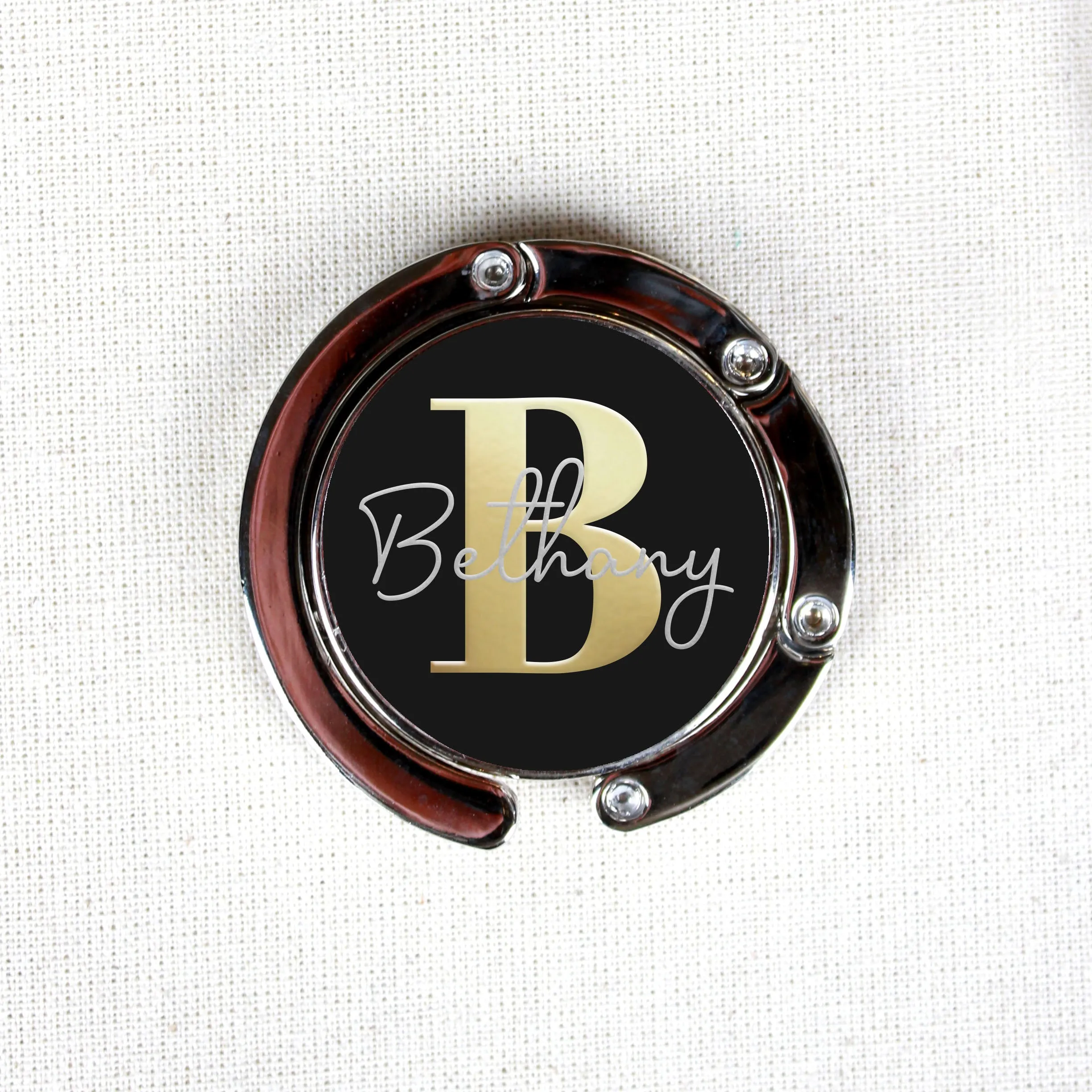 Personalised Folding Monogram Handbag Hanger with Initial & Name