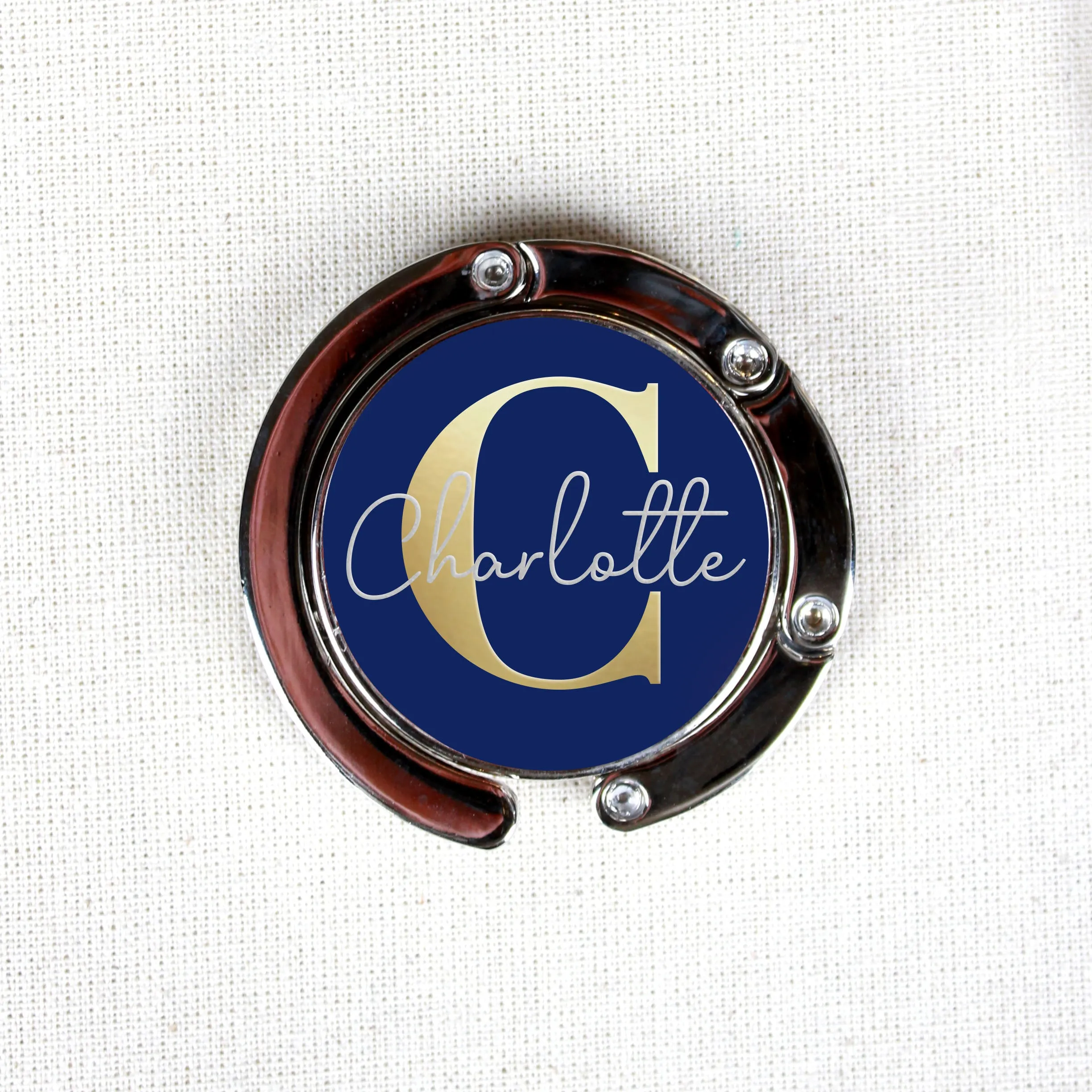 Personalised Folding Monogram Handbag Hanger with Initial & Name