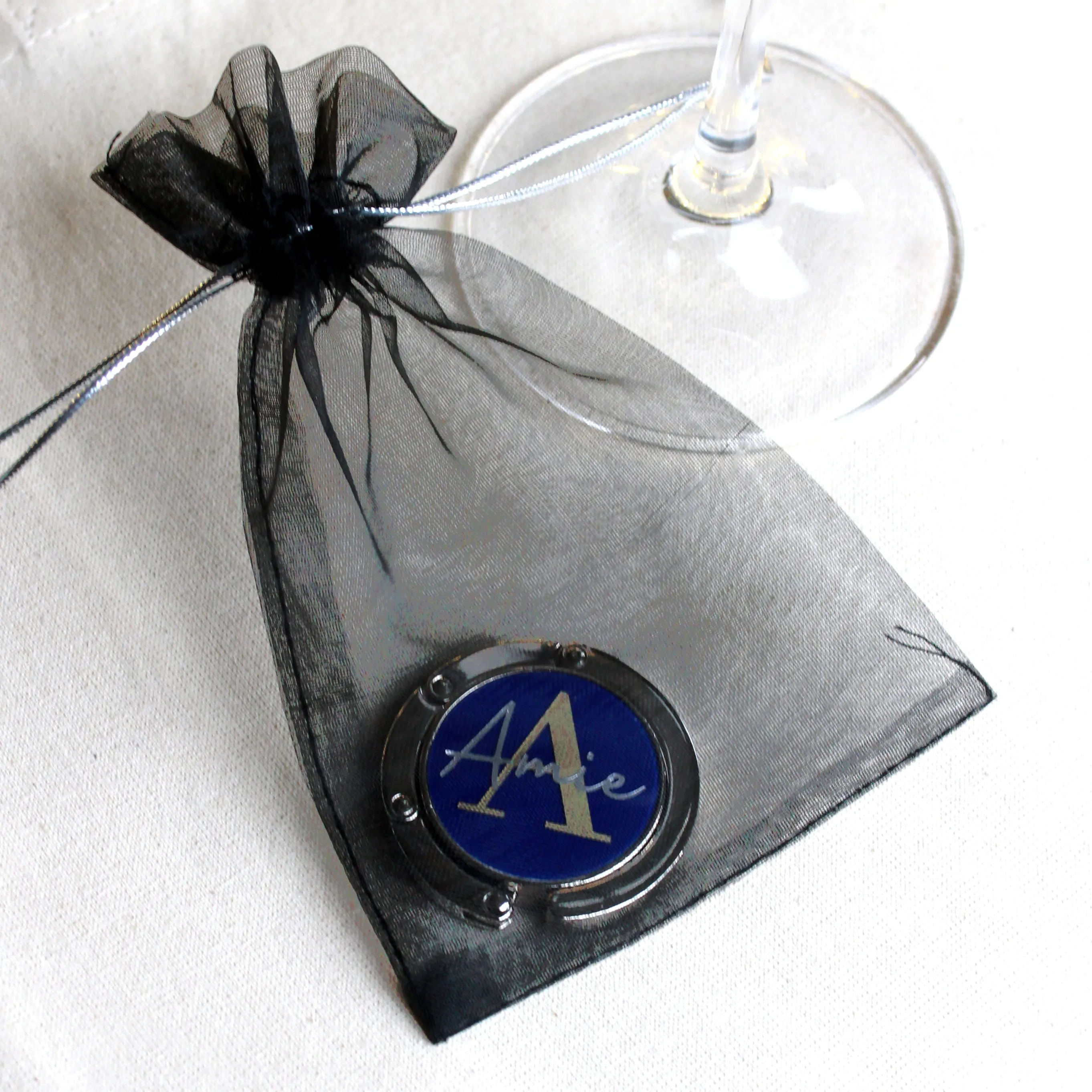 Personalised Folding Monogram Handbag Hanger with Initial & Name
