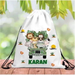 Personalised Jungle Animals Drawstring Bag