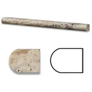 Philadelphia 3/4" X 12" Travertine Bullnose Pencil Liner Trim