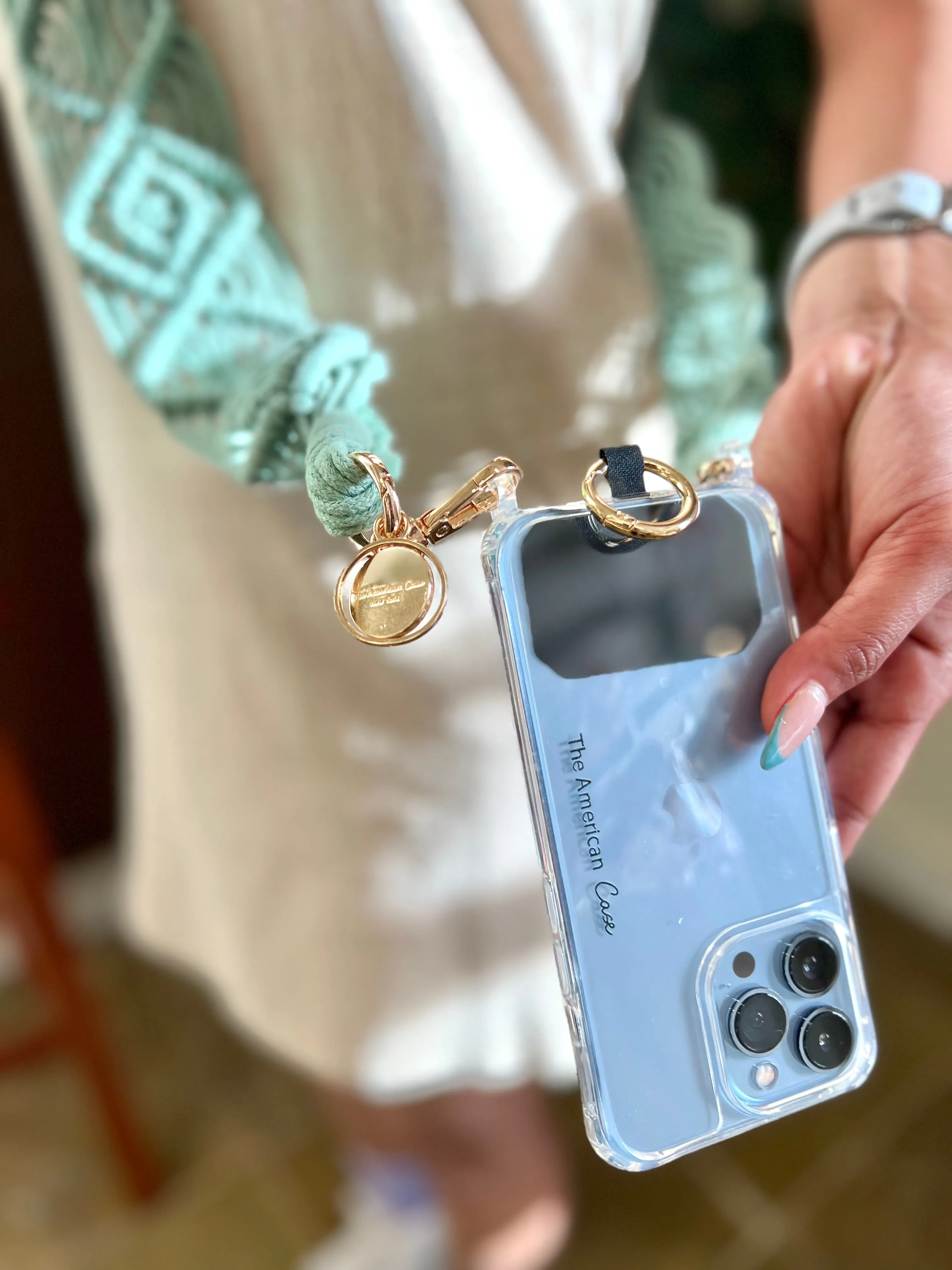Phone Crochet Macrame Strap With Golden Carabiners (Final Sale)