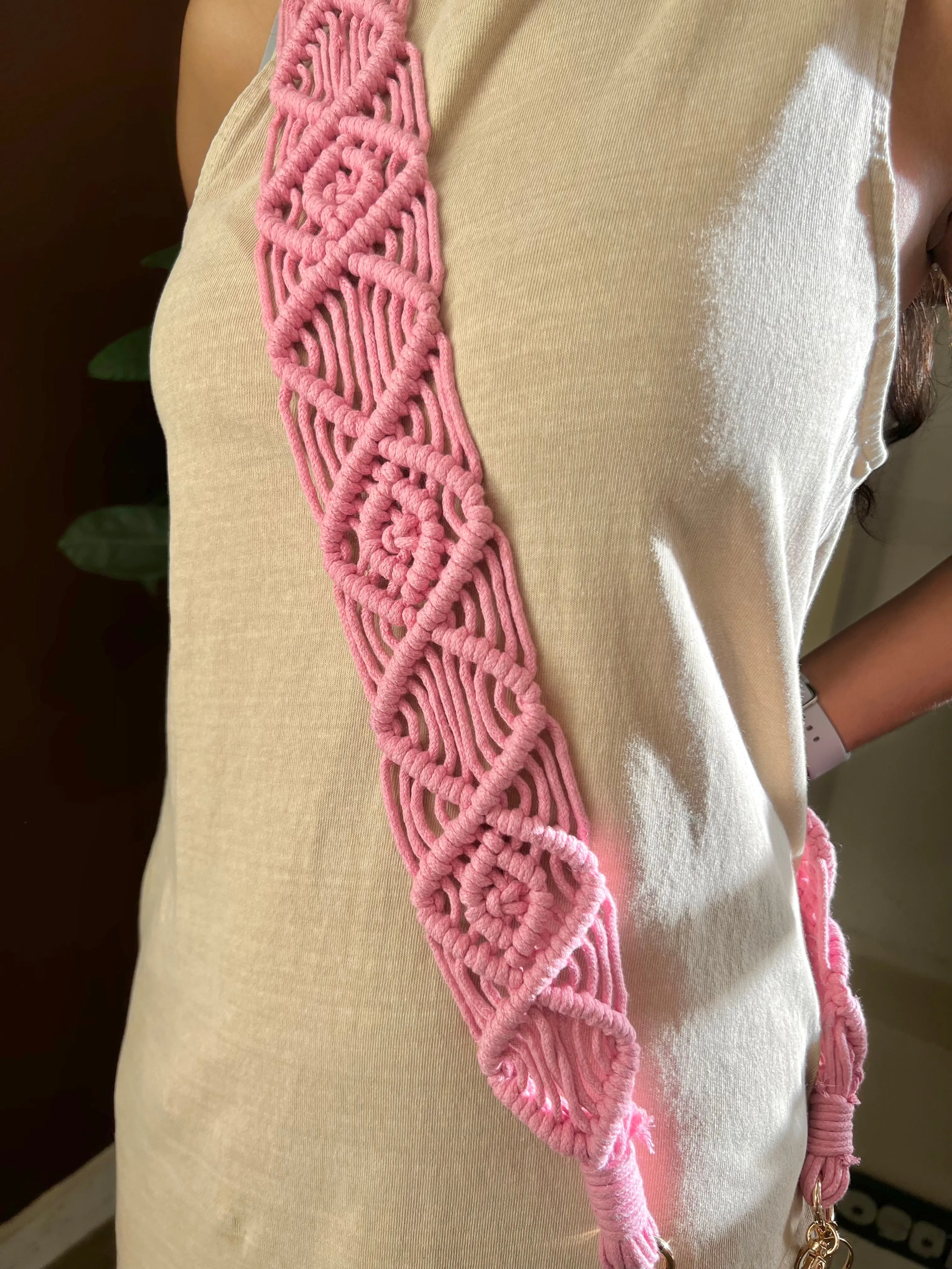 Phone Crochet Macrame Strap With Golden Carabiners (Final Sale)