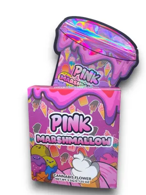 Pink Marshmallow Mylar Bag with Box 3.5 Grams