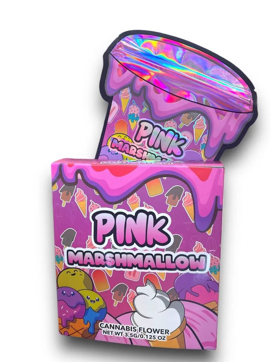 Pink Marshmallow Mylar Bag with Box 3.5 Grams