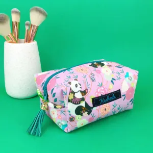 Pink Pandas Medium Box Makeup Bag. Pink Makeup Bag