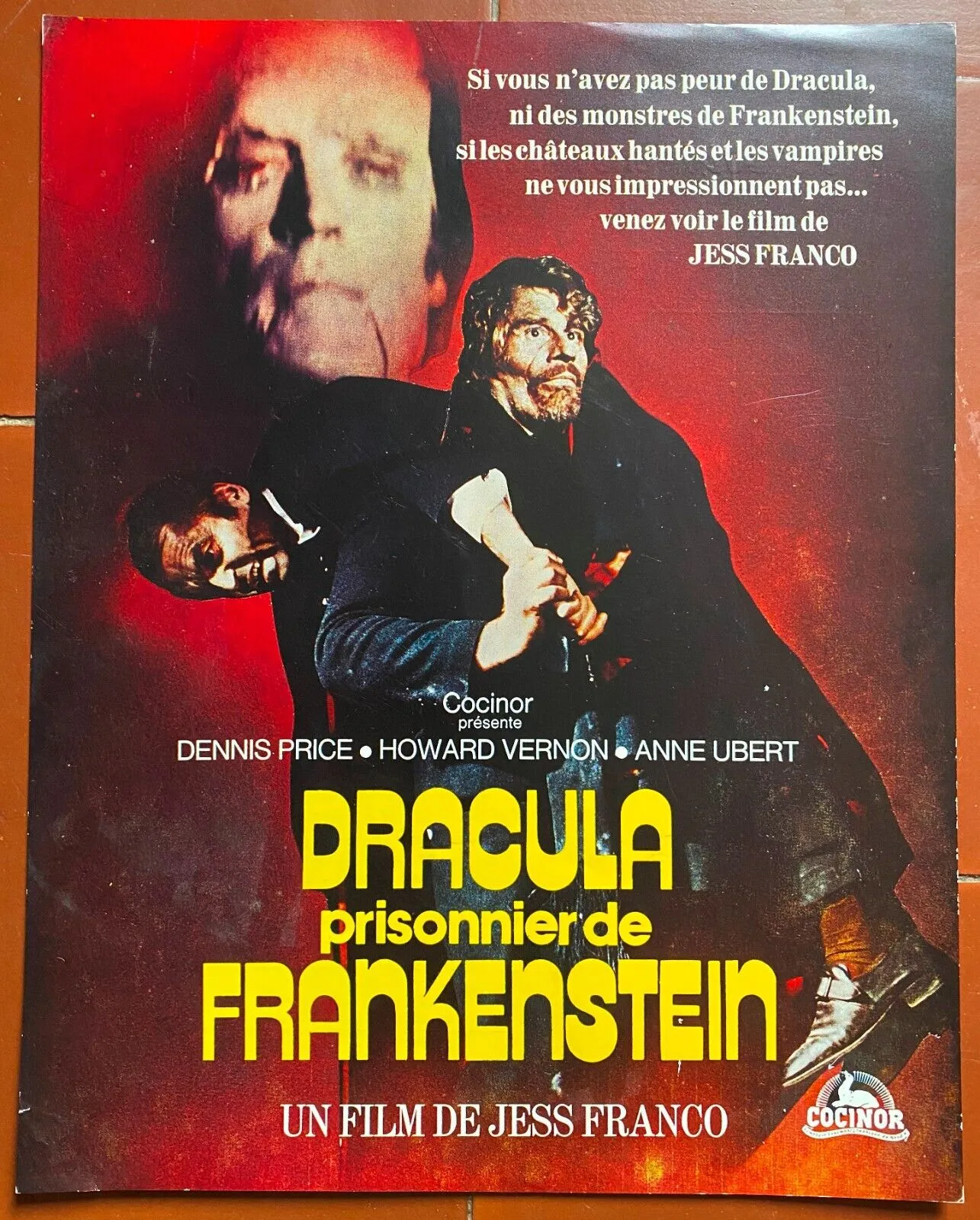 Plaquette DRACULA PRISONNIER DE FRANKENSTEIN Jess Franco DENNIS PRICE