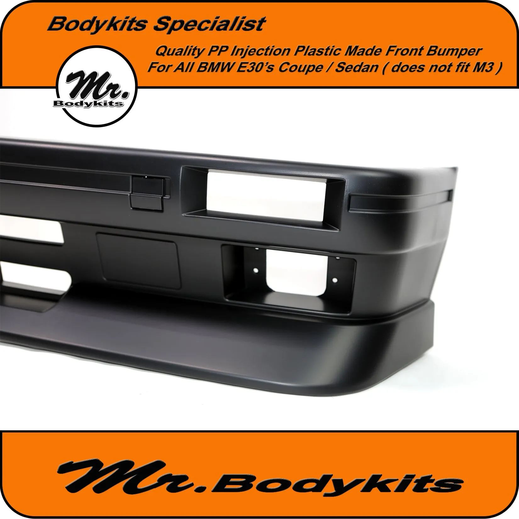 Plastic BMW E30 M3 Style Front Bumper Spoiler For Coupe Sedan Convertible by Mr Bodykits