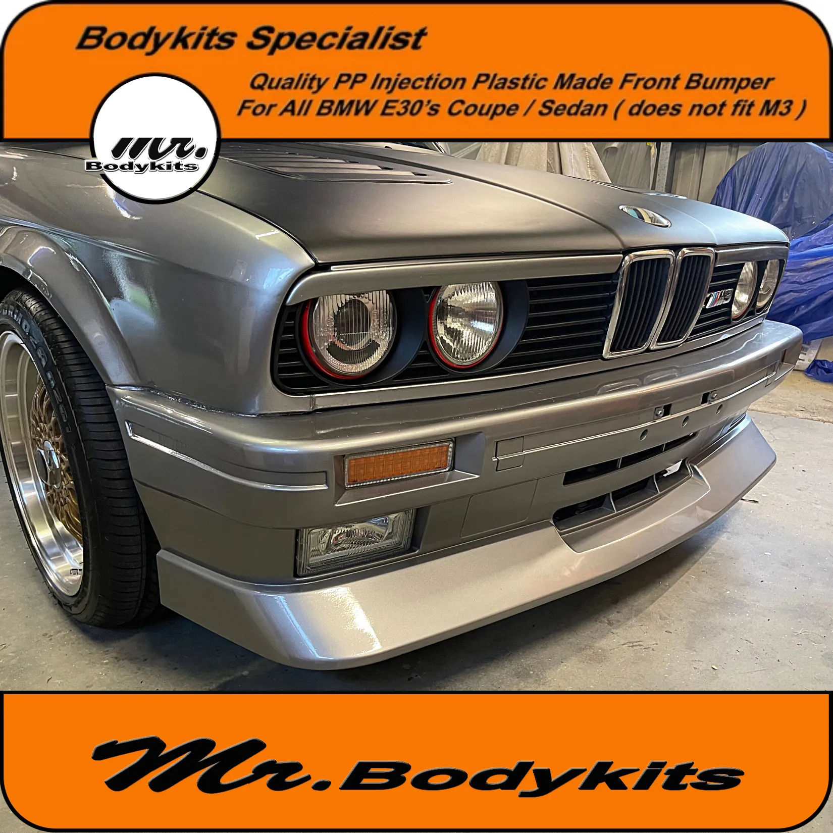 Plastic BMW E30 M3 Style Front Bumper Spoiler For Coupe Sedan Convertible by Mr Bodykits