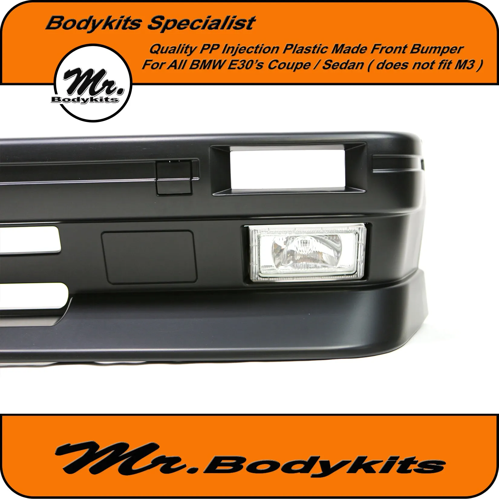 Plastic BMW E30 M3 Style Front Bumper Spoiler For Coupe Sedan Convertible by Mr Bodykits