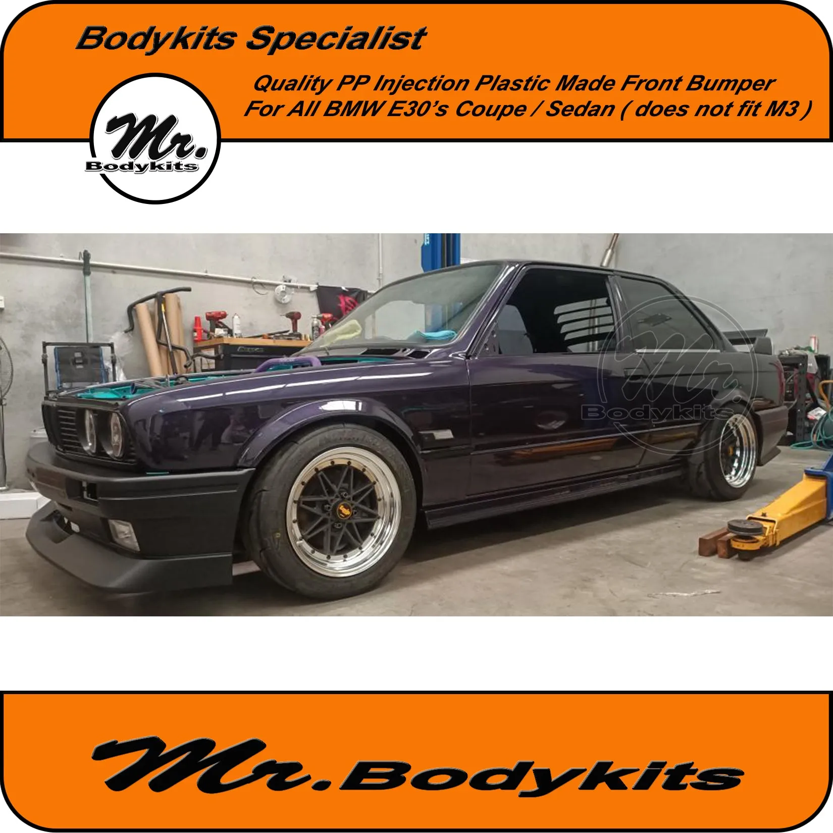 Plastic BMW E30 M3 Style Front Bumper Spoiler For Coupe Sedan Convertible by Mr Bodykits