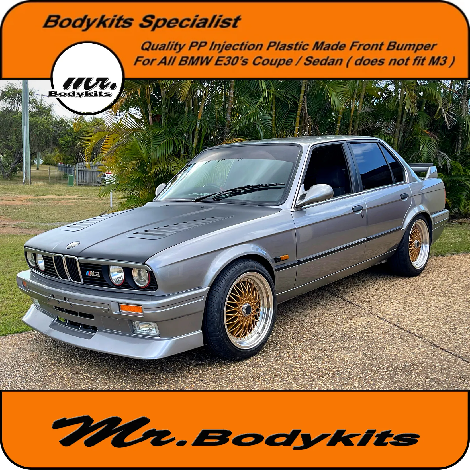 Plastic BMW E30 M3 Style Front Bumper Spoiler For Coupe Sedan Convertible by Mr Bodykits