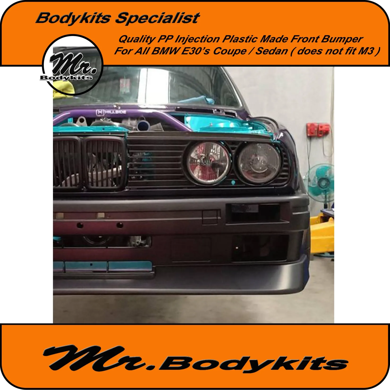 Plastic BMW E30 M3 Style Front Bumper Spoiler For Coupe Sedan Convertible by Mr Bodykits