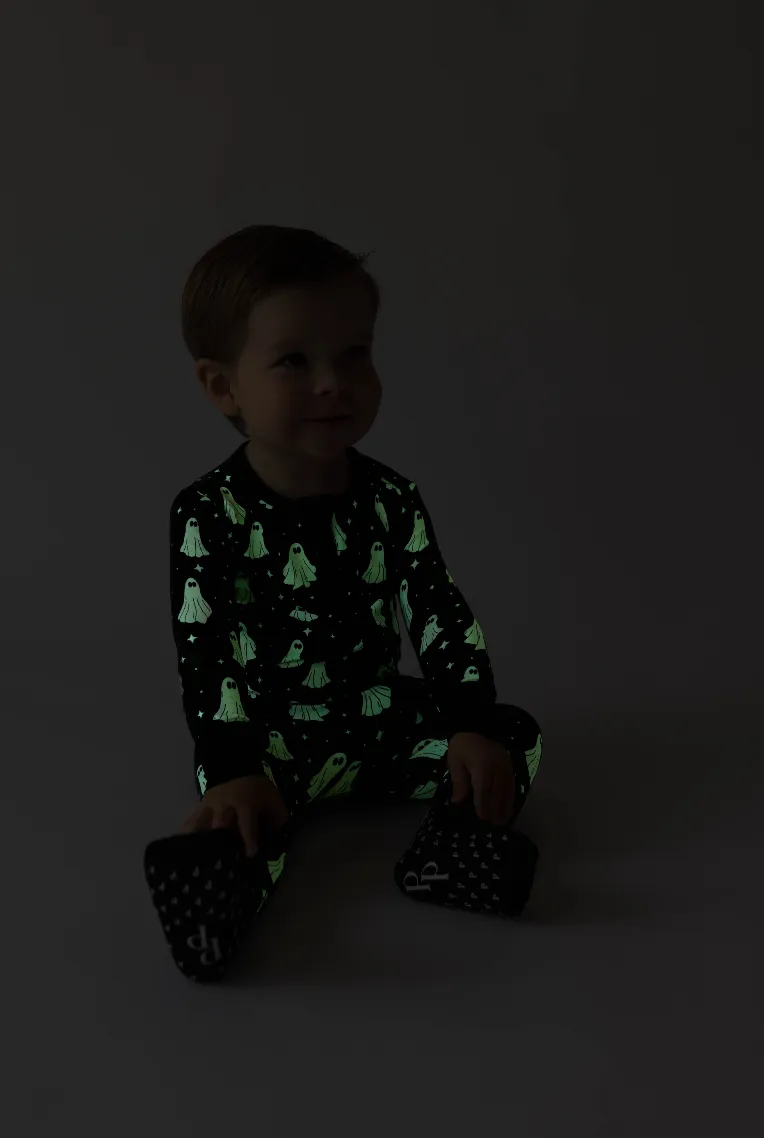 Posh Peanut Halloween Convertible Romper Zippered One Piece in Ghostly (Glow-in-the-Dark)