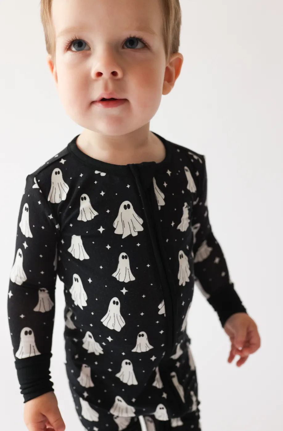 Posh Peanut Halloween Convertible Romper Zippered One Piece in Ghostly (Glow-in-the-Dark)