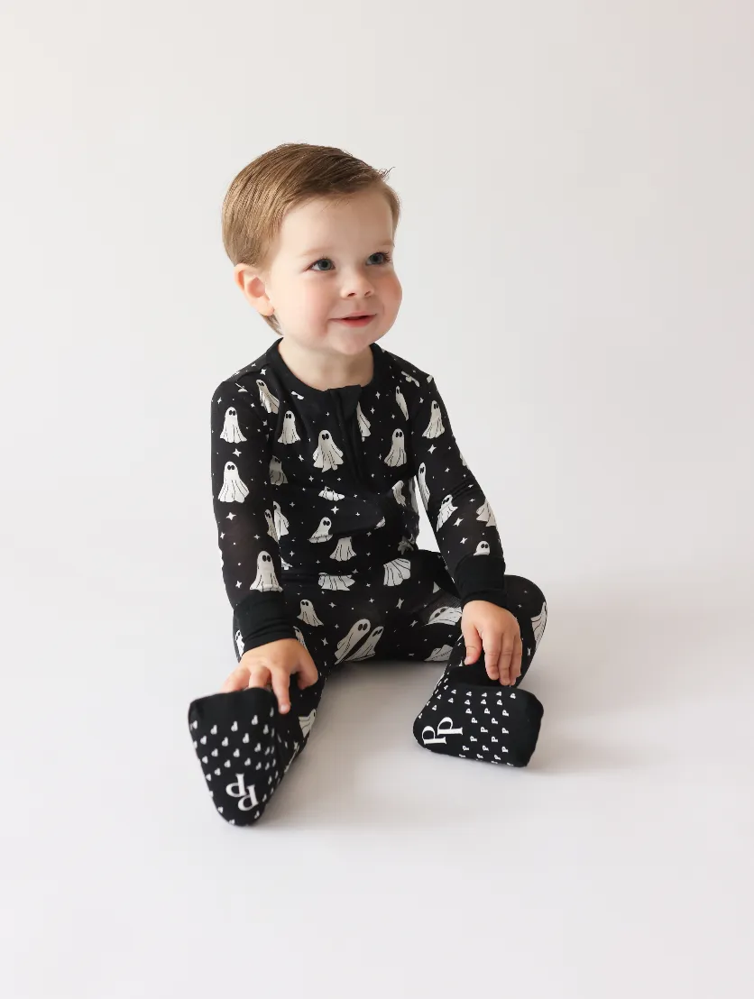 Posh Peanut Halloween Convertible Romper Zippered One Piece in Ghostly (Glow-in-the-Dark)