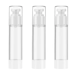 Qeuly 3 Pack Airless Pump Bottles 1 oz Travel Size Pump Bottle Lotion Container Refillable Cosmetic Pump Dispensers for Foundation Moisturizer Shampoo Toiletry (SN-30)
