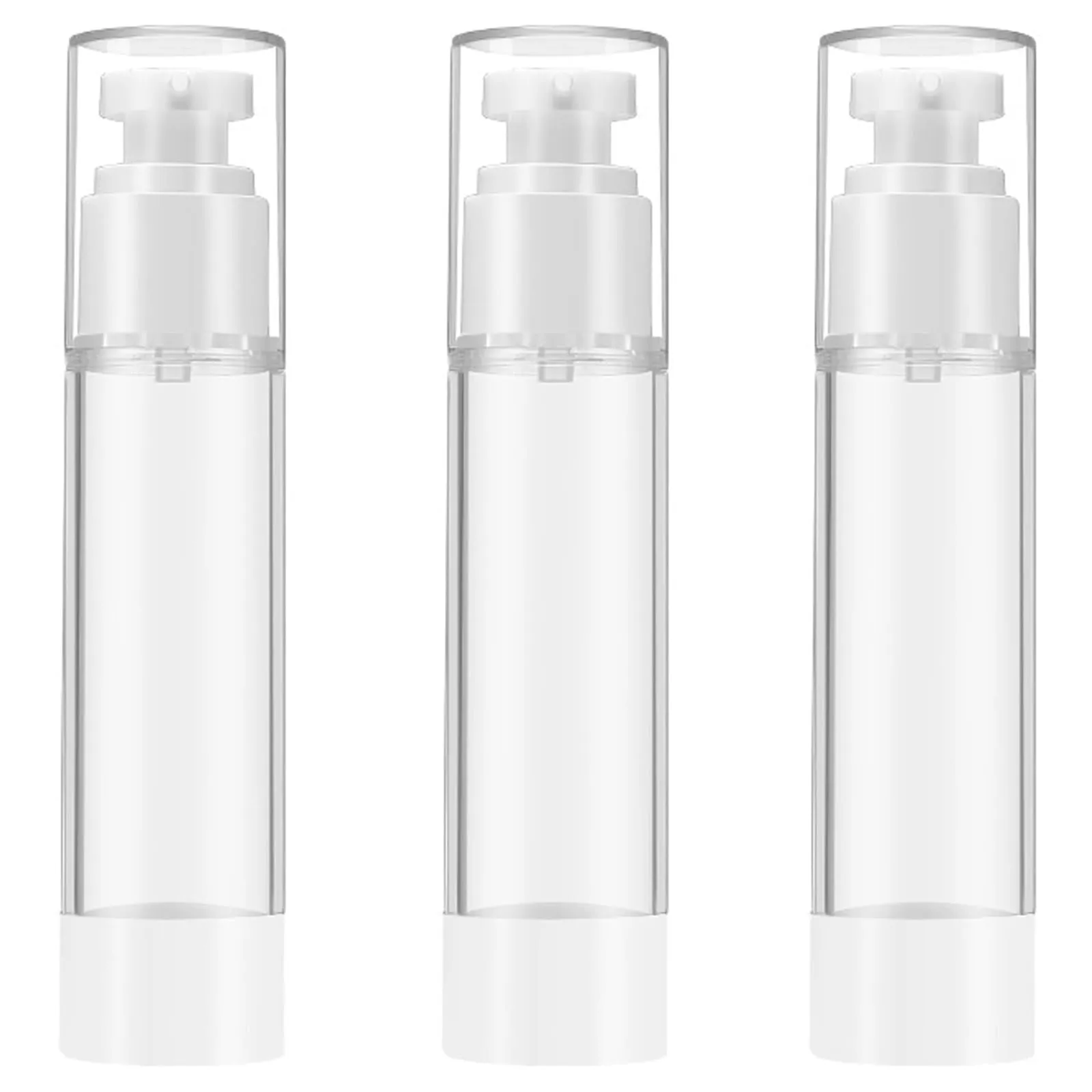 Qeuly 3 Pack Airless Pump Bottles 1.7 oz Travel Size Pump Bottle Lotion Container Refillable Cosmetic Pump Dispensers for Foundation Moisturizer Shampoo Toiletry (SN-50)