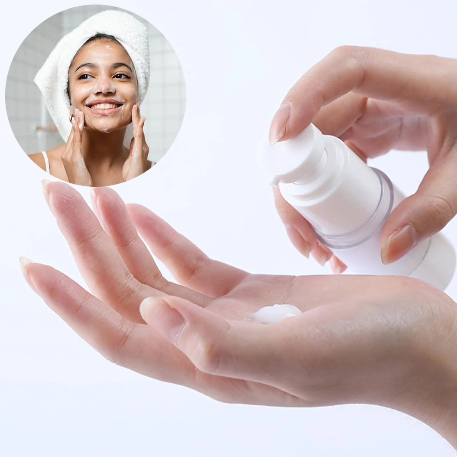 Qeuly 3 Pack Airless Pump Bottles 1.7 oz Travel Size Pump Bottle Lotion Container Refillable Cosmetic Pump Dispensers for Foundation Moisturizer Shampoo Toiletry (SN-50)