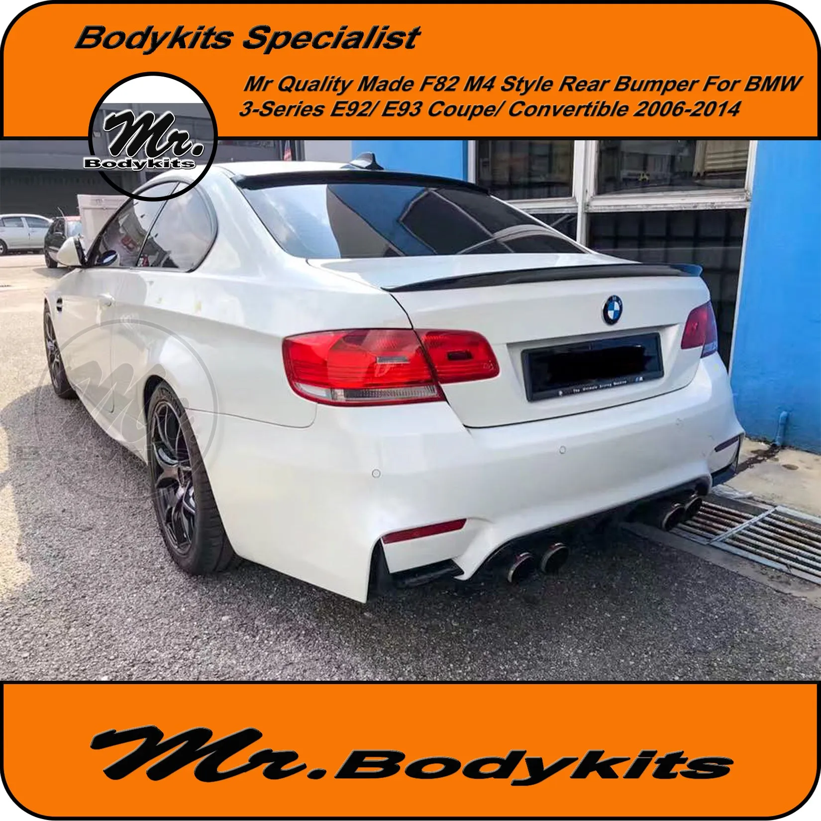 Quality F82 M4 Style Plastic Made Rear Bumper For BMW 3 Series E92/E93 (non M3) 06-14