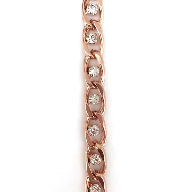 Rose Gold Solitaire Crystal Chain by the Inch (#924RG)